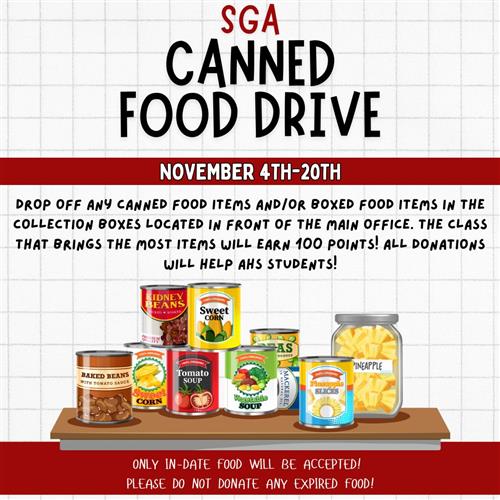  SGA Canned Food Drive begins November 4th!